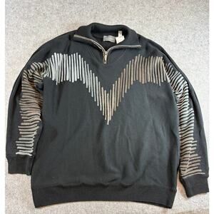 VINTAGE Carlo Colucci Mens Sweater Black 1/4 Zip Pullover Knit Retro 90s XL